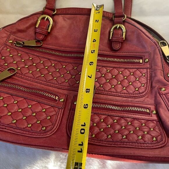 Badgley Mischka American Glamour soft leather  distressed red shoulder bag . - Picture 8 of 12